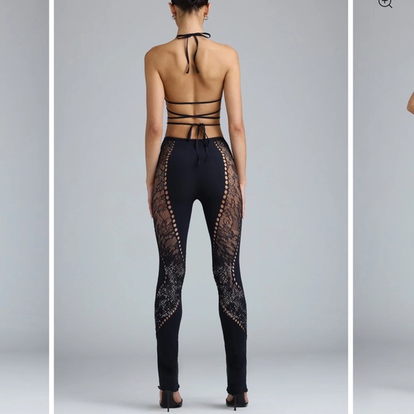 oh polly stevie embellished mid-rise flared trousers in black - Picture 2 of 7